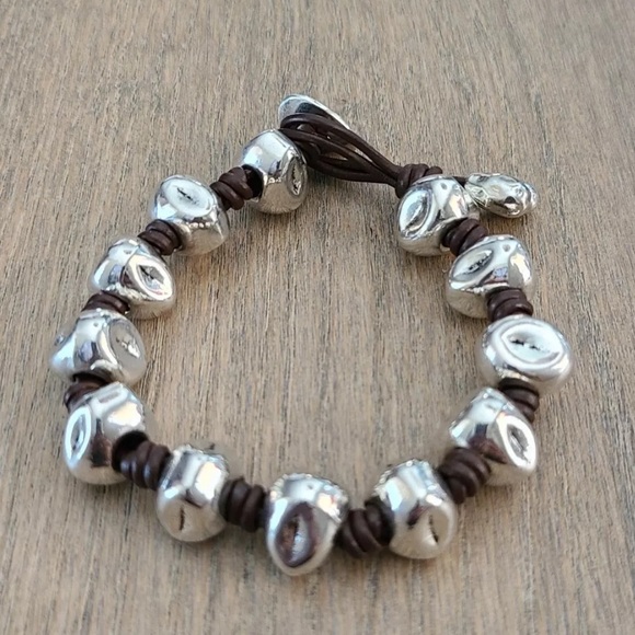 COFFEE BEANS • Boho Bracelet • Silver plated with brown leather - Picture 3 of 10